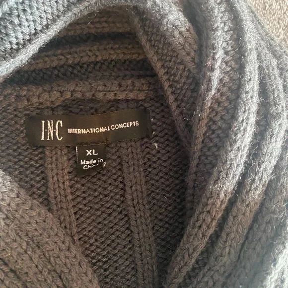 INC International Concepts Gray Cowl Neck Cable Knit Sweater XL - Picture 6 of 6